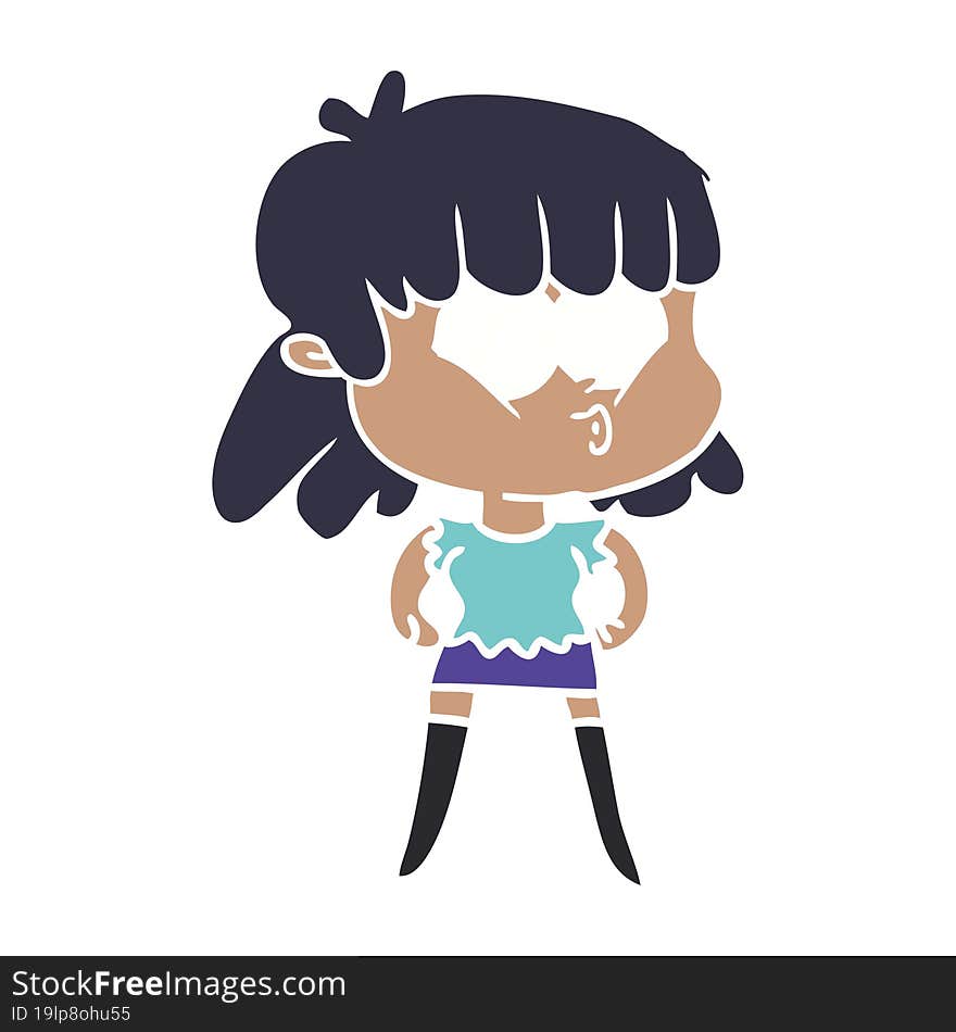 flat color style cartoon whistling girl