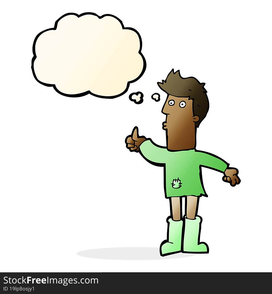 Cartoon Poor Man With Thought Bubble