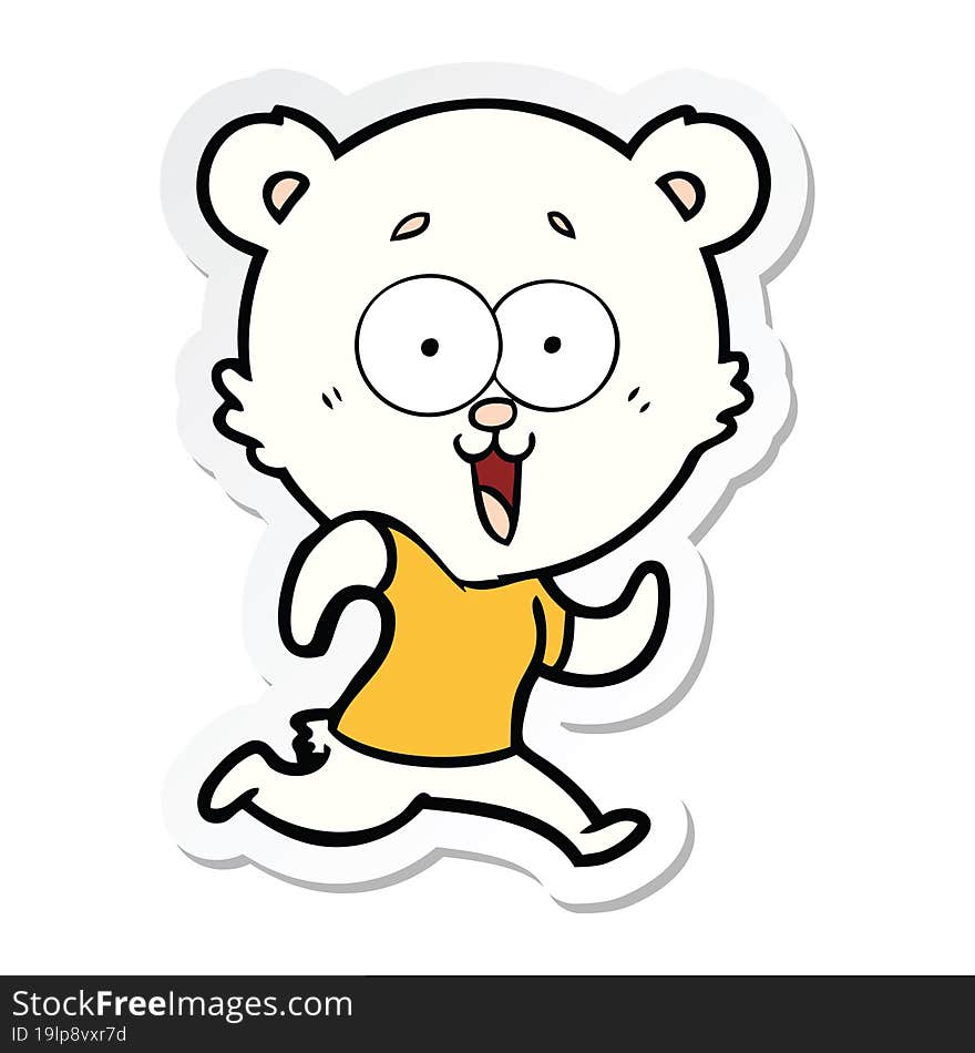 sticker of a laughing teddy  bear cartoon