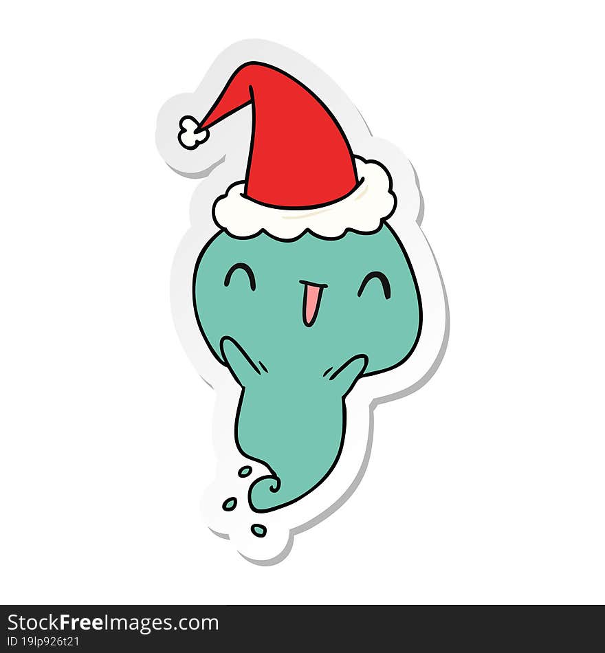 christmas sticker cartoon of kawaii ghost