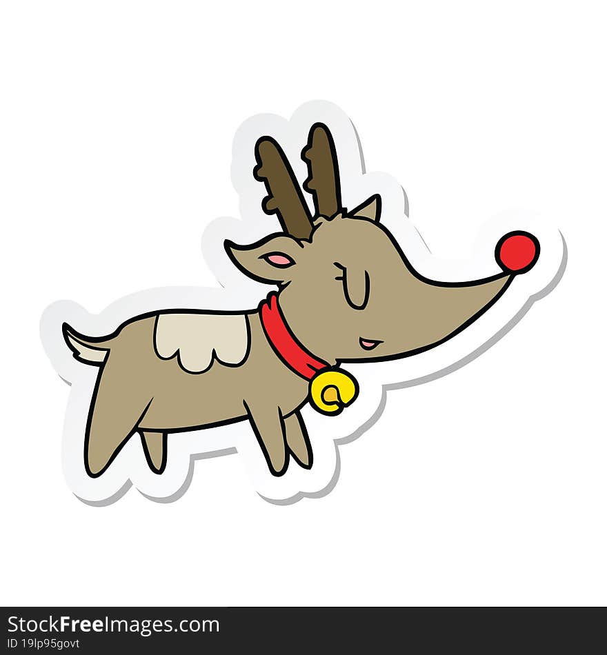 sticker of a cartoon christmas reindeer