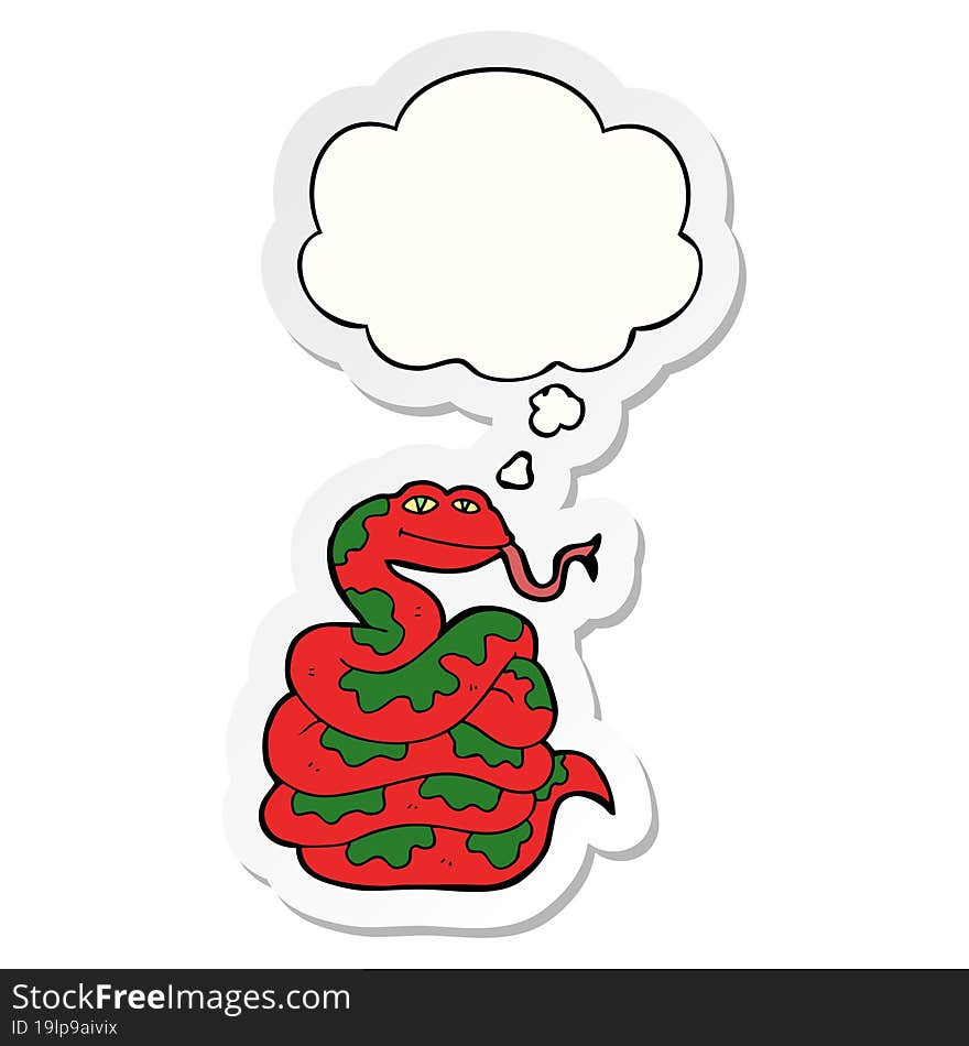 cartoon snake and thought bubble as a printed sticker