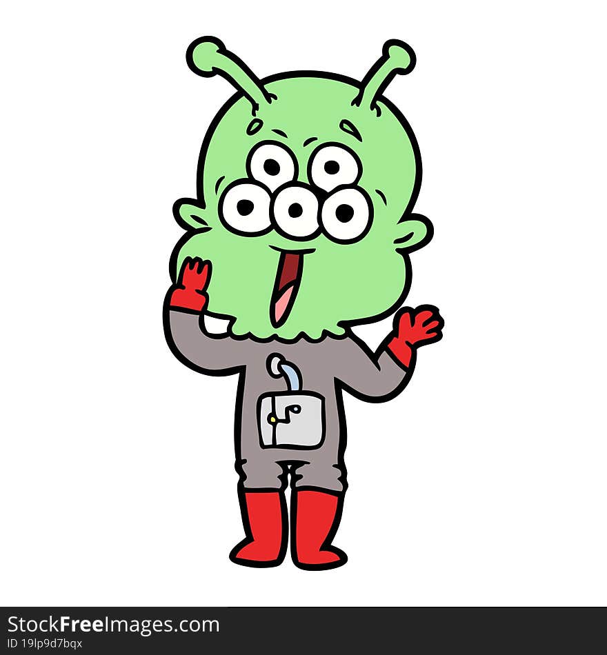 happy cartoon alien. happy cartoon alien