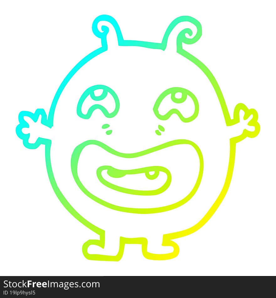 cold gradient line drawing of a cartoon monster