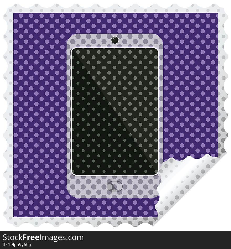 cell phone graphic square sticker stamp. cell phone graphic square sticker stamp