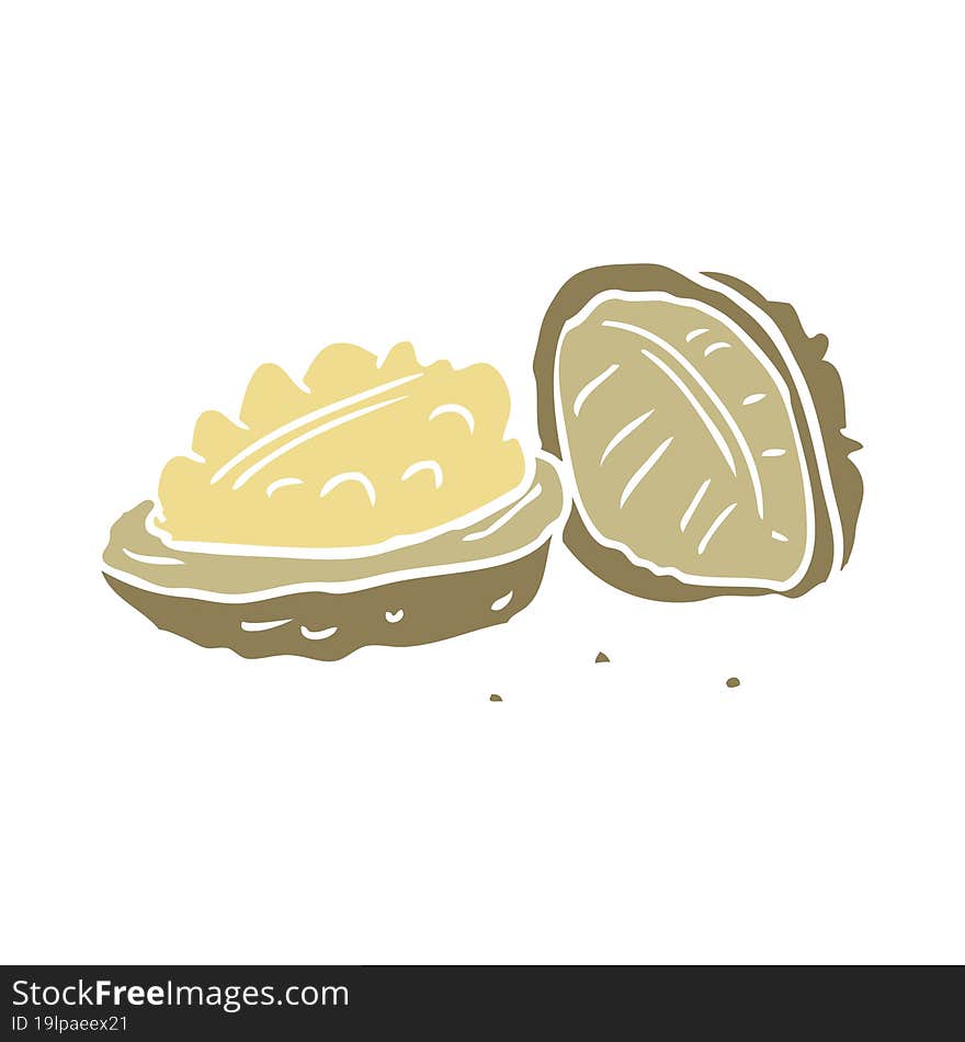 flat color style cartoon walnuts