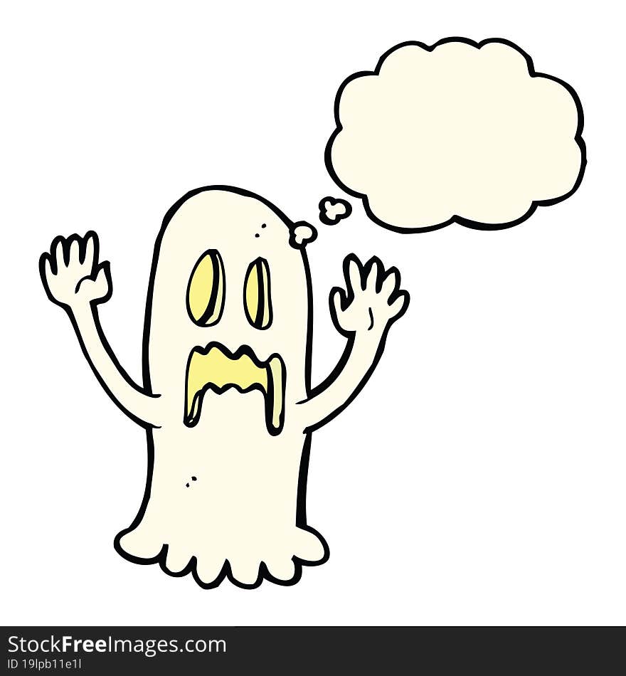 Cartoon Spooky Ghost With Thought Bubble