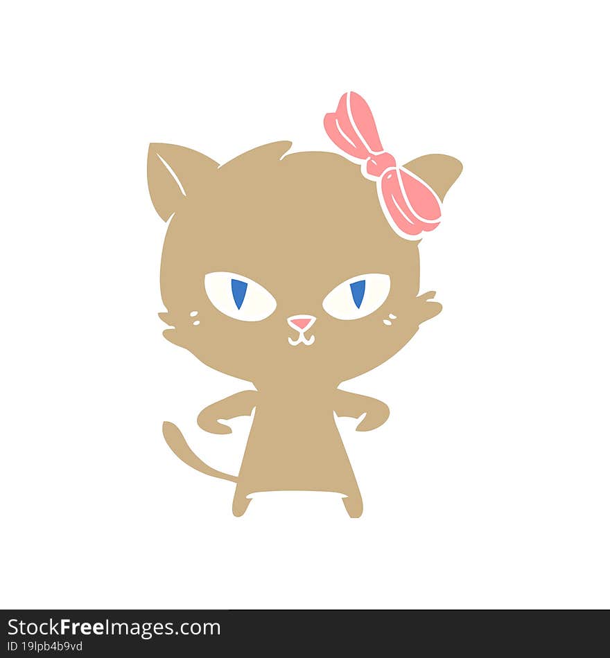 cute flat color style cartoon cat