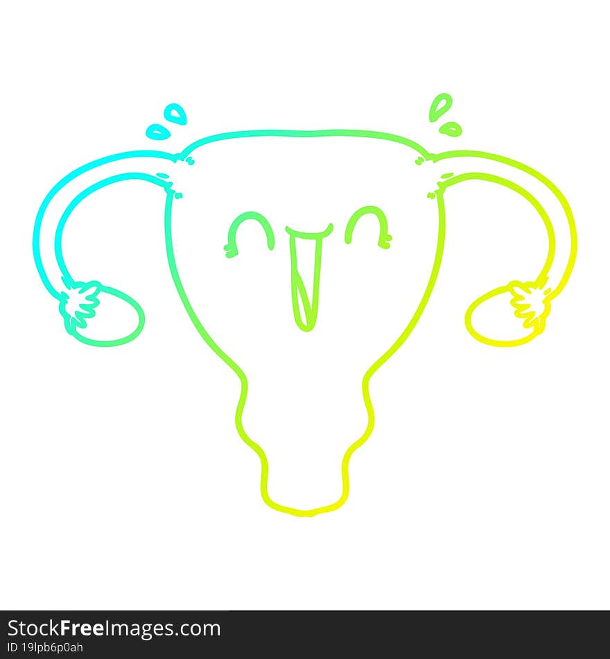 cold gradient line drawing cartoon happy uterus