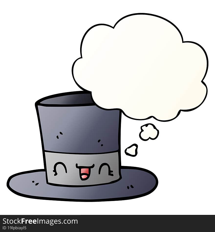 cartoon top hat with thought bubble in smooth gradient style