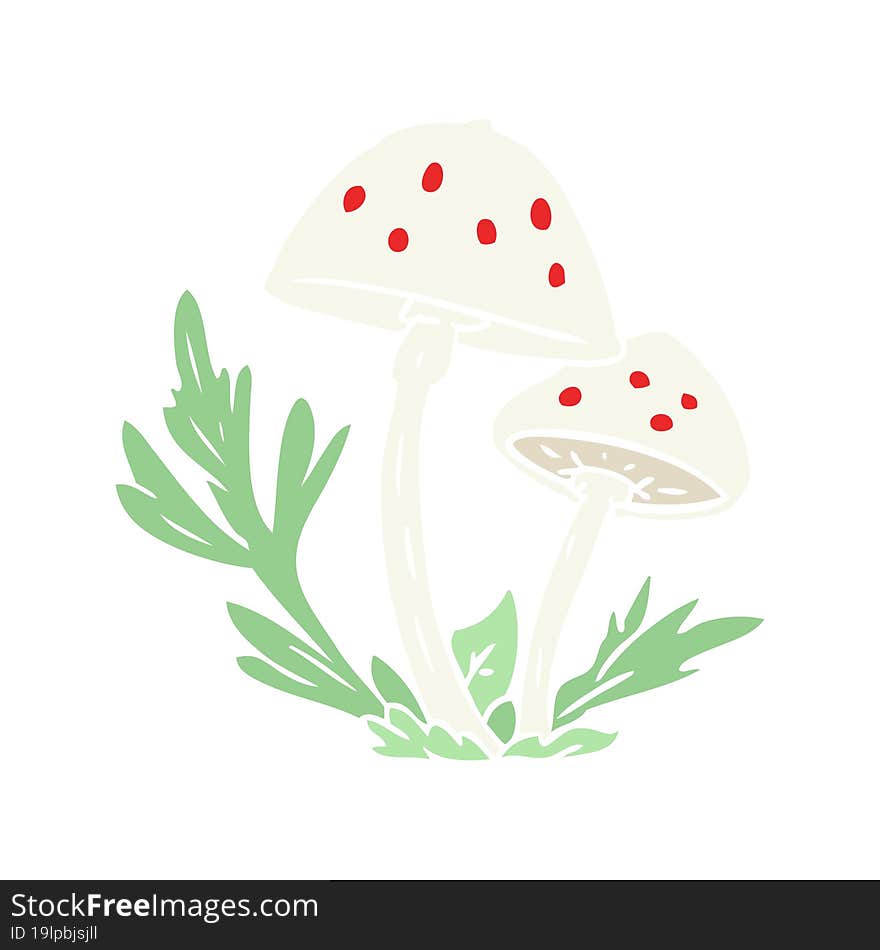 flat color style cartoon wild mushrooms