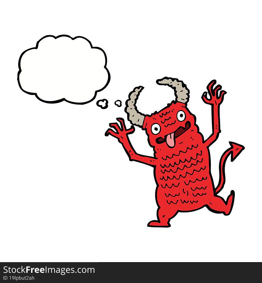 Cartoon Demon With Thought Bubble