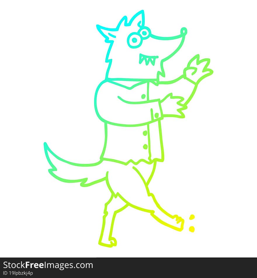 cold gradient line drawing cartoon werewolf