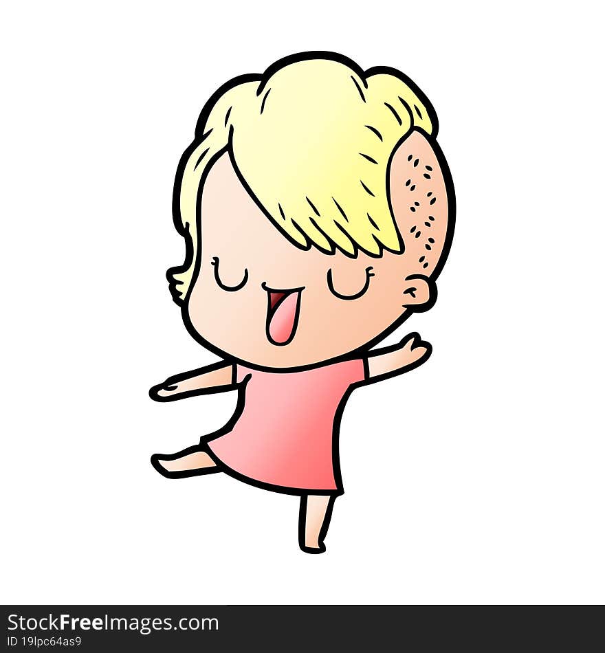 cute cartoon girl with hipster haircut. cute cartoon girl with hipster haircut