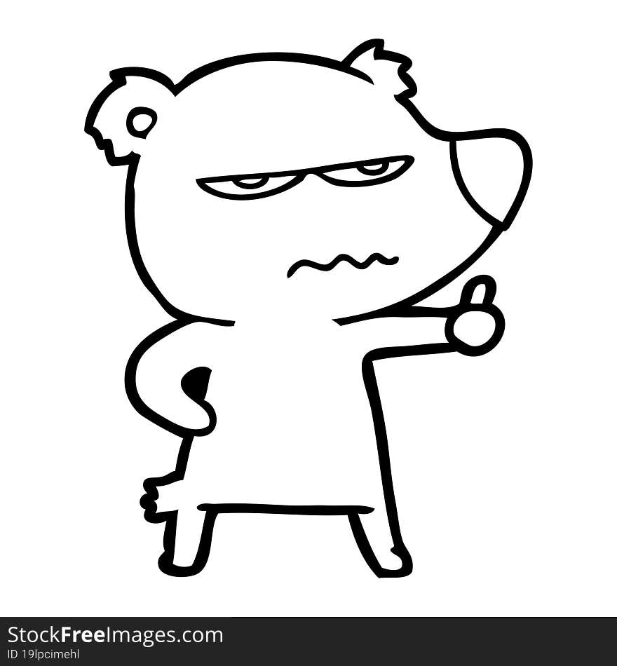 angry bear polar cartoon giving thumbs up. angry bear polar cartoon giving thumbs up