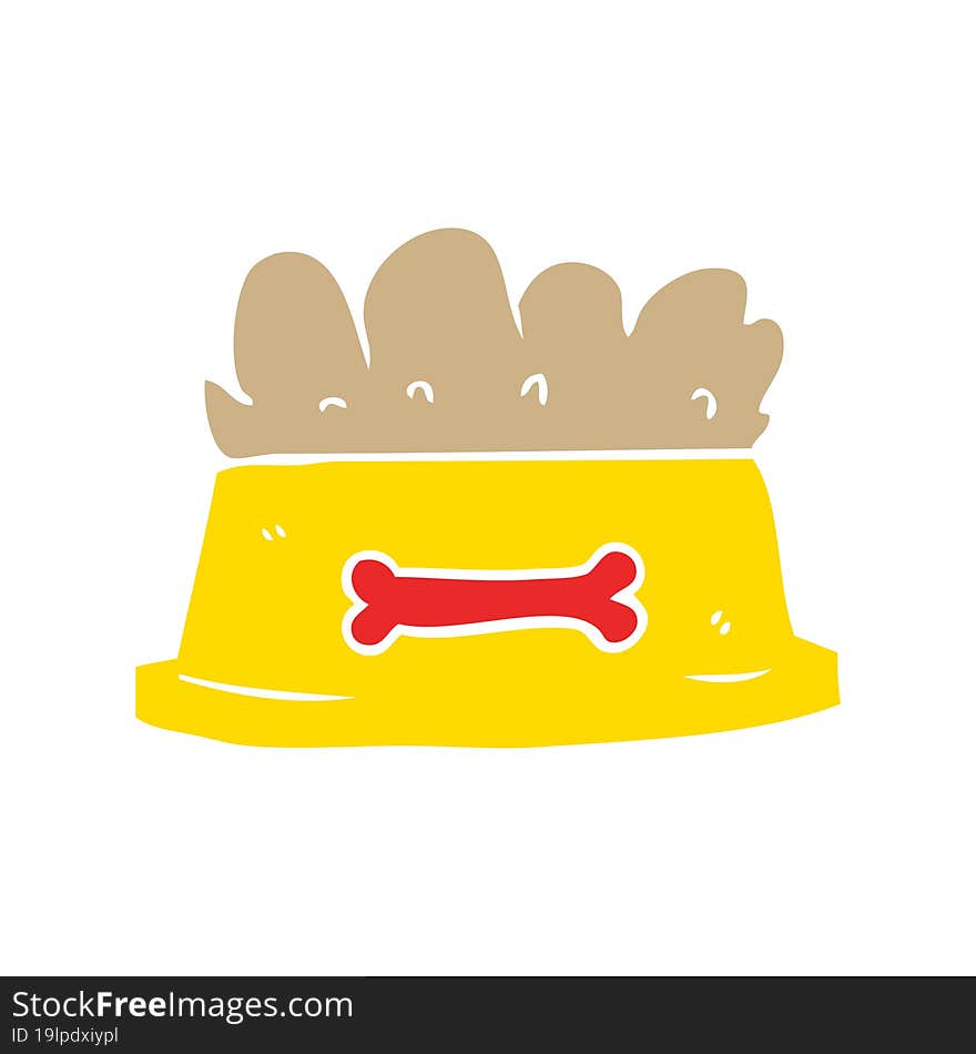 flat color style cartoon bowl of dog food