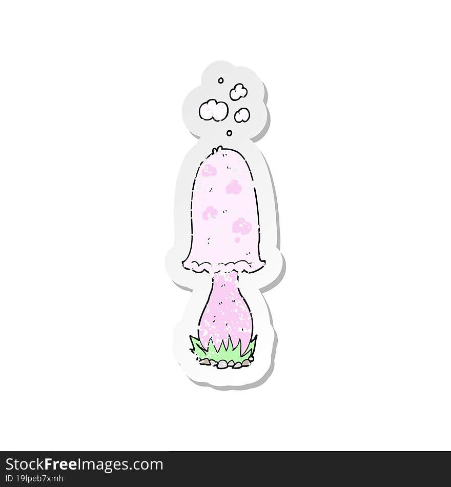 Retro Distressed Sticker Of A Cartoon Toadstool