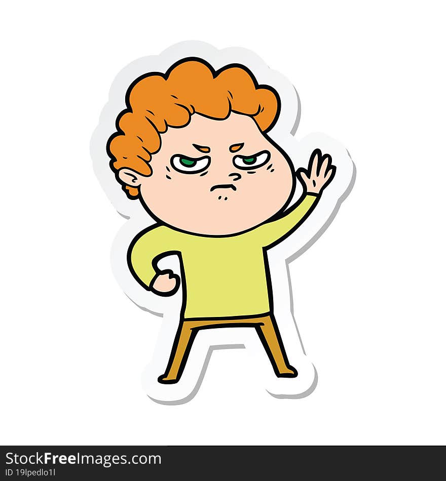 sticker of a cartoon angry man