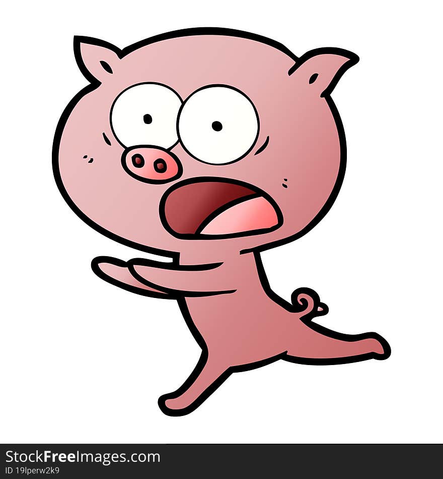 cartoon pig running. cartoon pig running