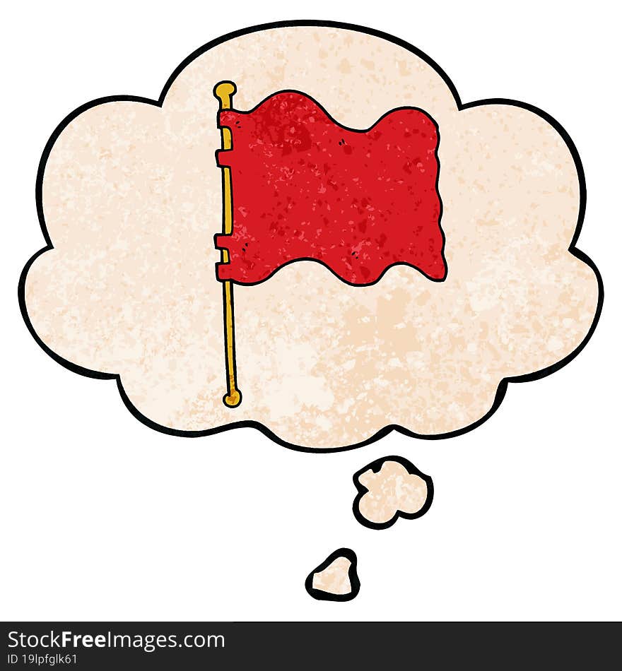 cartoon flag with thought bubble in grunge texture style. cartoon flag with thought bubble in grunge texture style