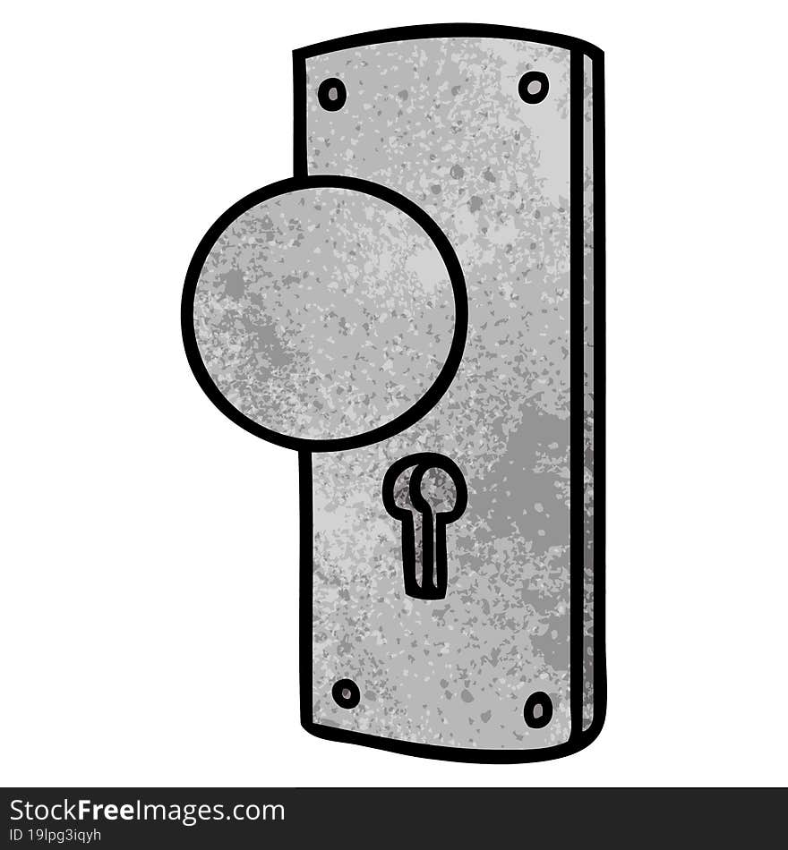 hand drawn textured cartoon doodle of a door handle