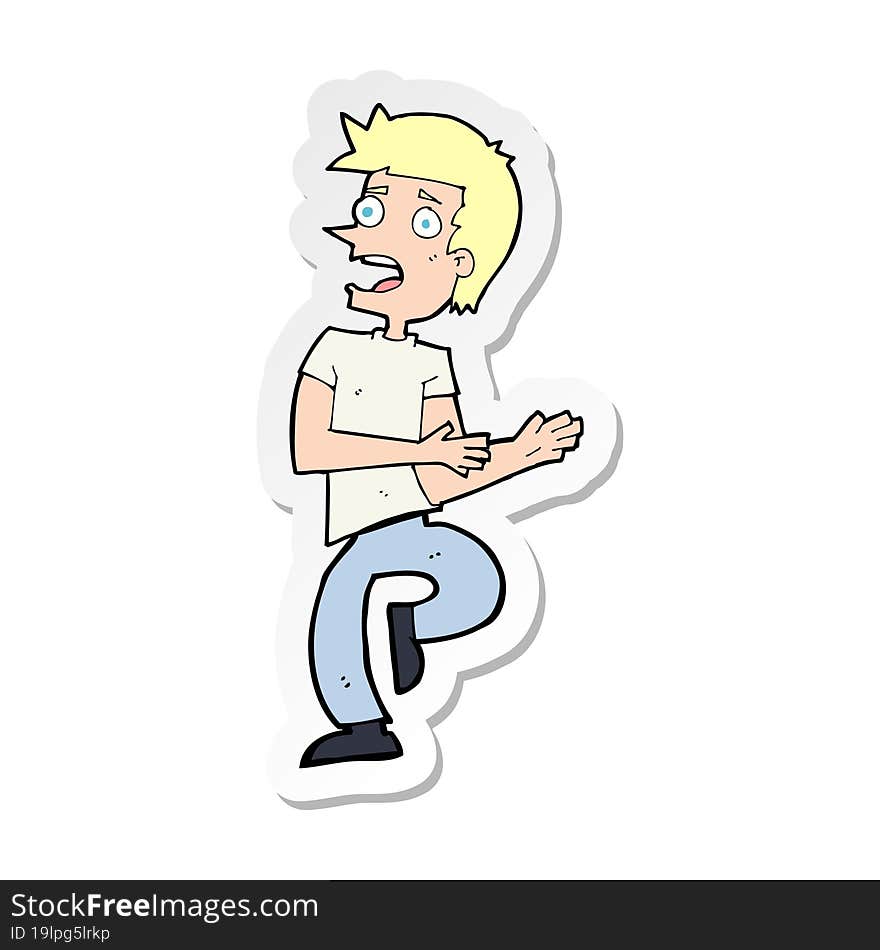 sticker of a cartoon stressed out man