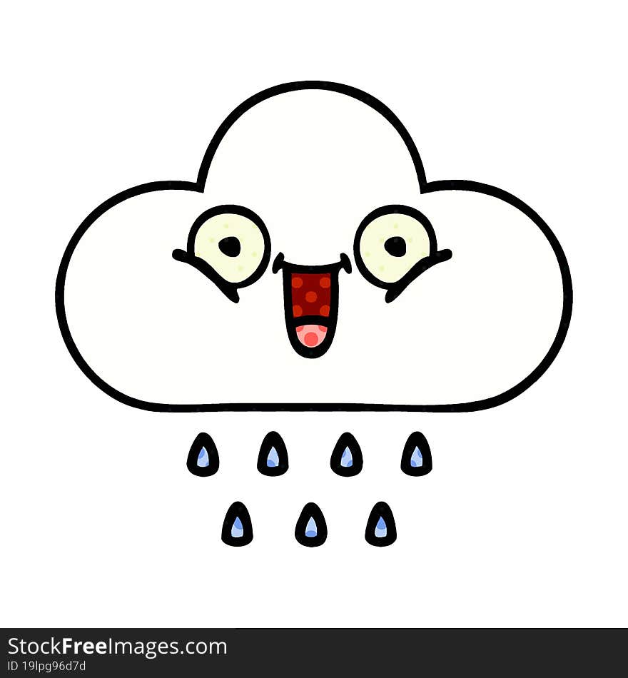 Comic Book Style Cartoon Rain Cloud