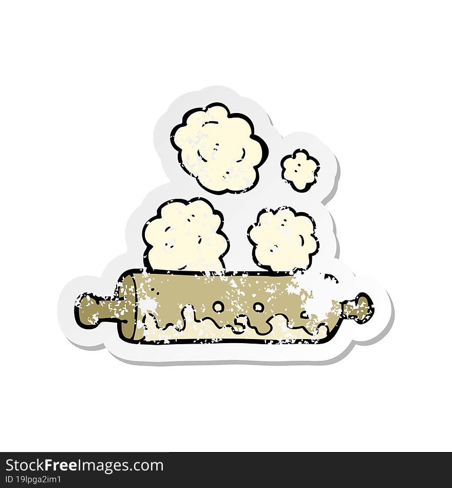 Retro Distressed Sticker Of A Cartoon Rolling Pin