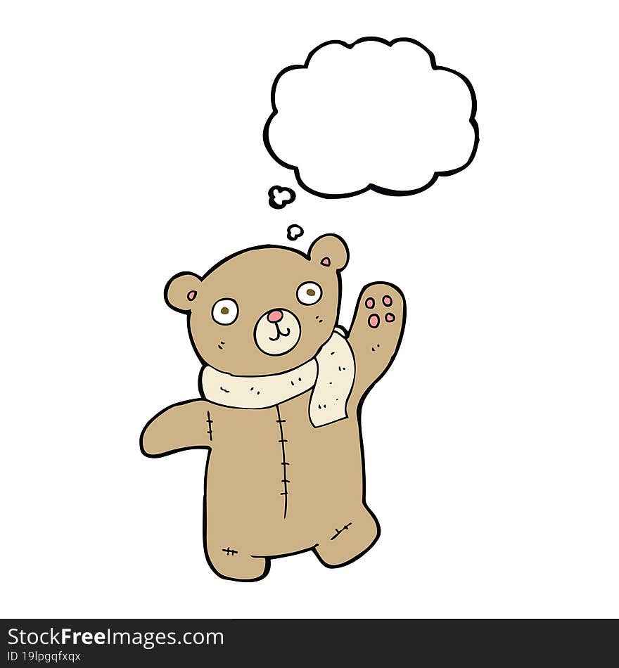 cute cartoon teddy bear with thought bubble