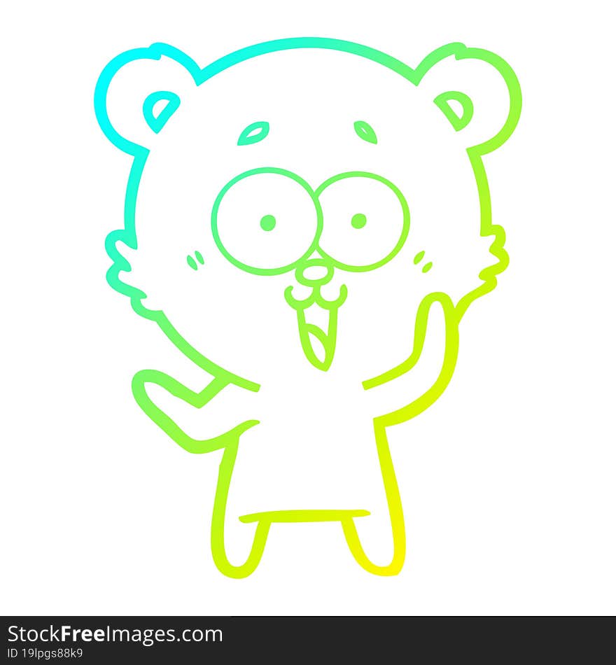 cold gradient line drawing laughing teddy  bear cartoon