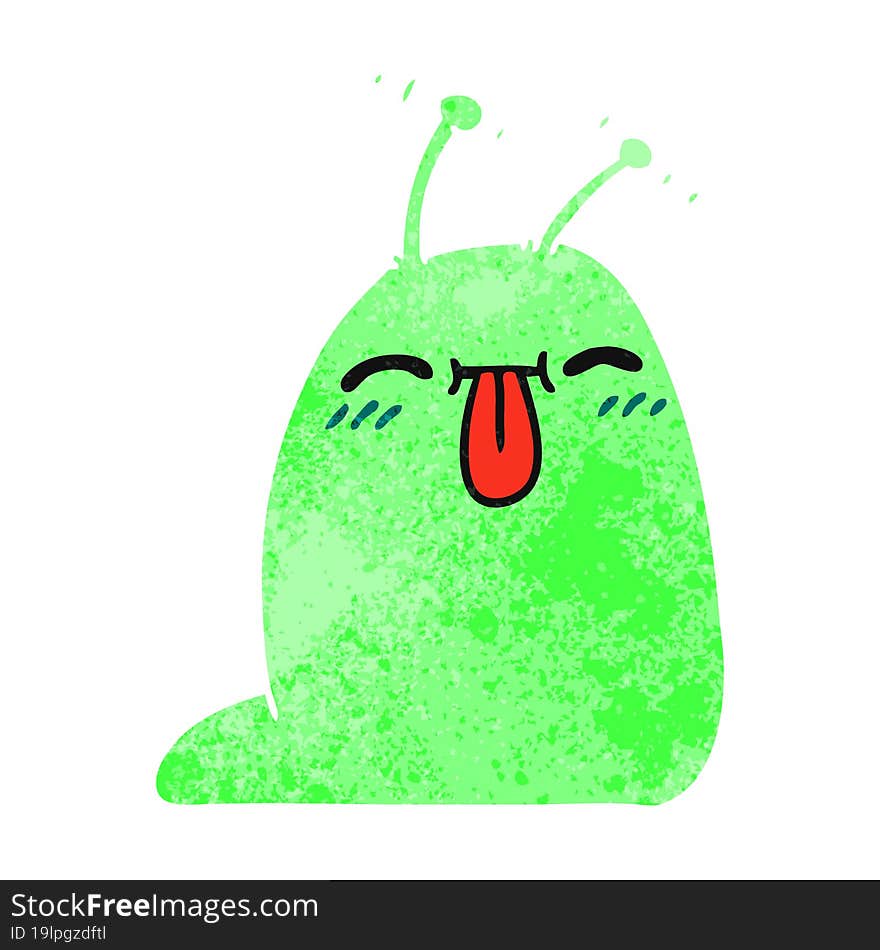 retro cartoon of a happy kawaii slug