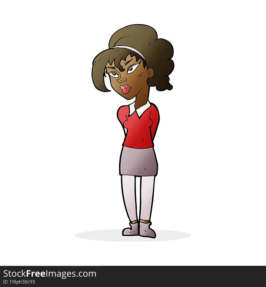 cartoon pretty girl tilting head