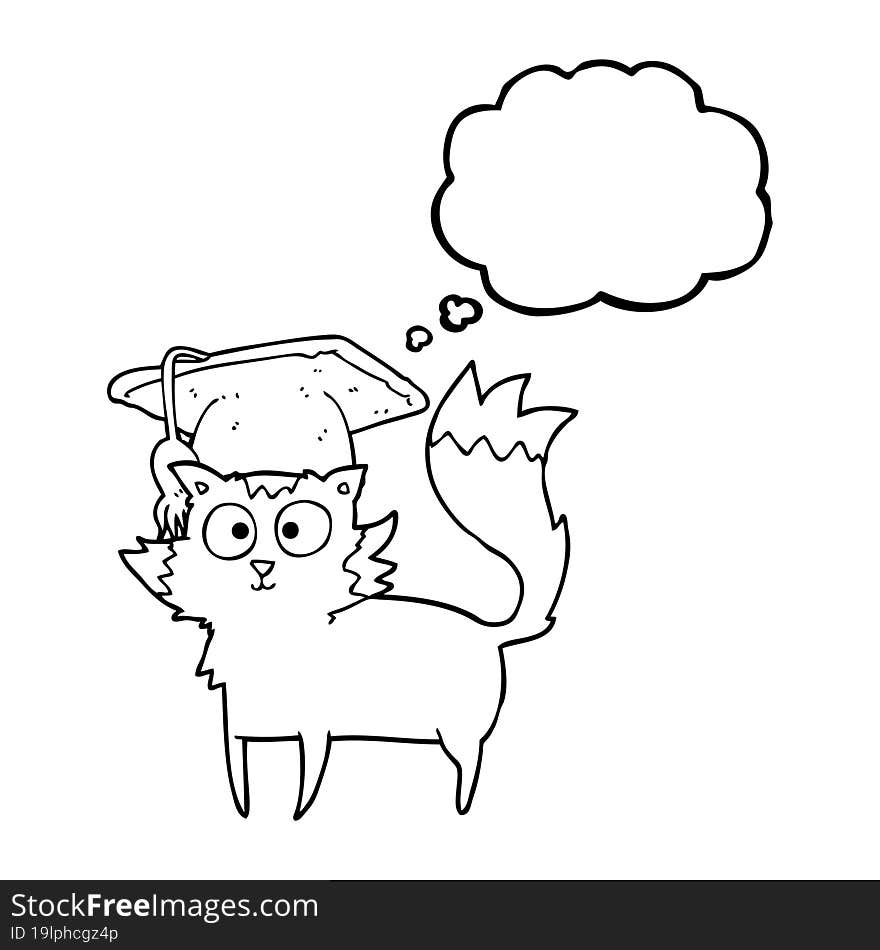 thought bubble cartoon cat graduate