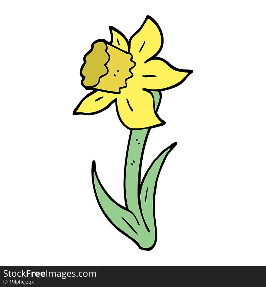 Hand Drawn Doodle Style Cartoon Daffodil