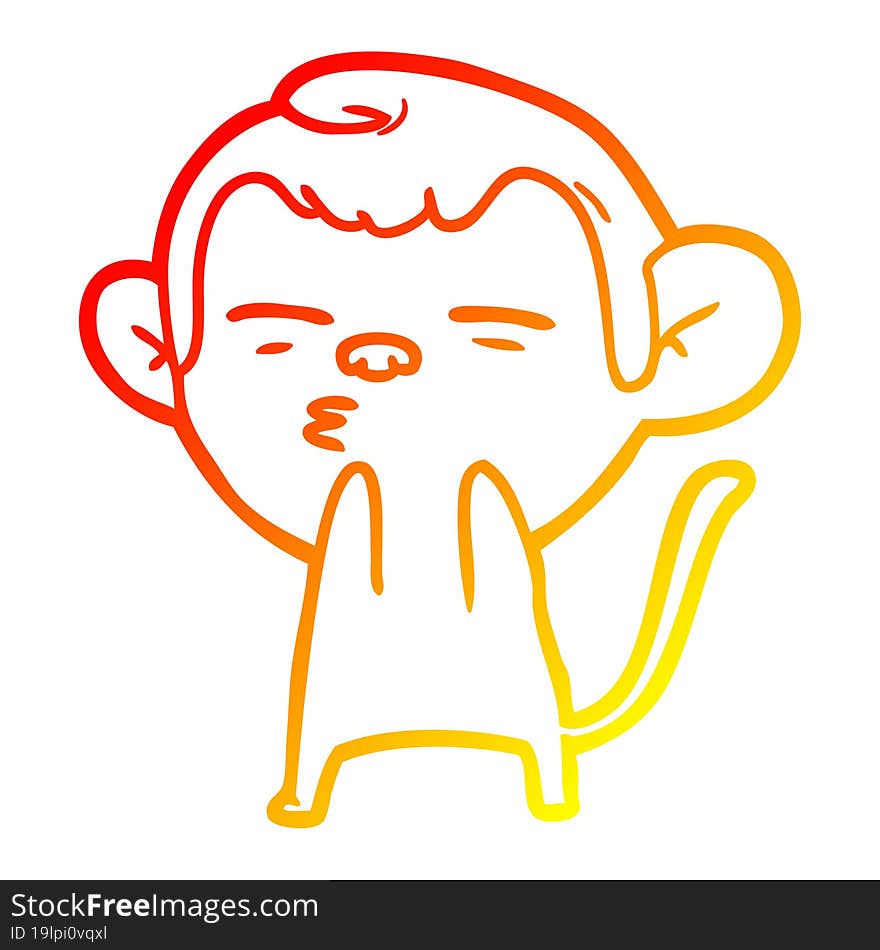 warm gradient line drawing cartoon suspicious monkey