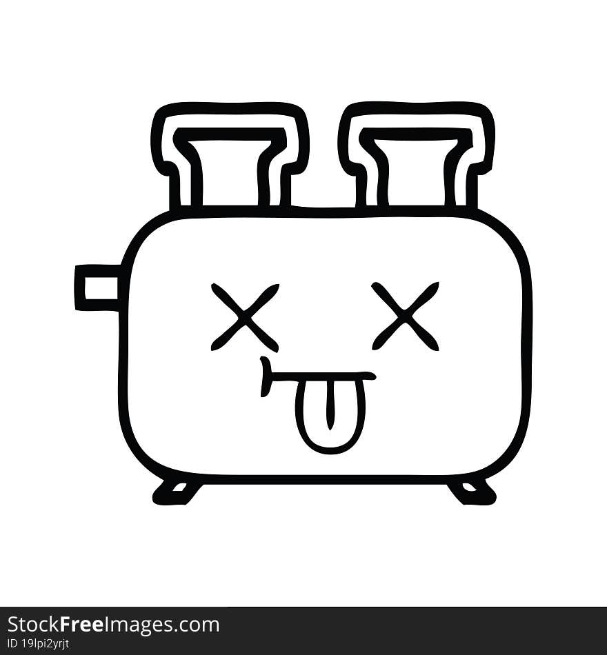 line drawing cartoon of a of a toaster