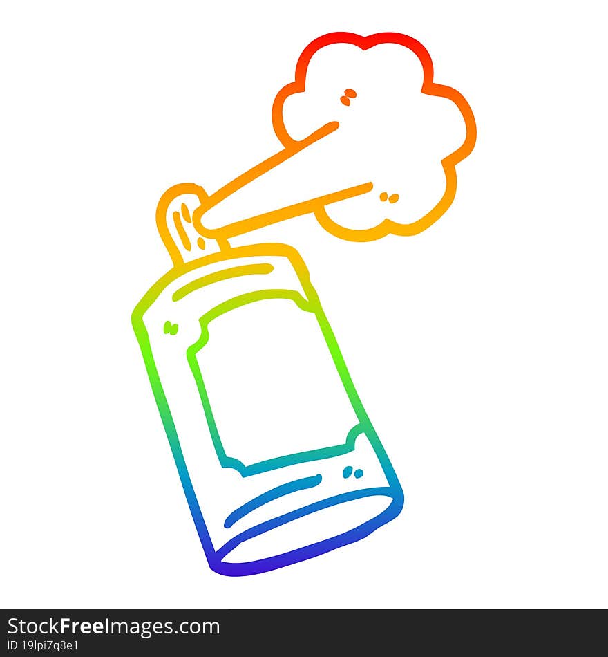 Rainbow Gradient Line Drawing Cartoon Spray Can