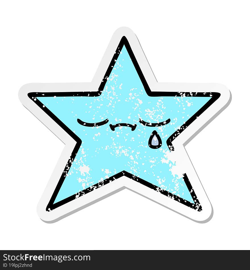 distressed sticker of a cute cartoon star fish