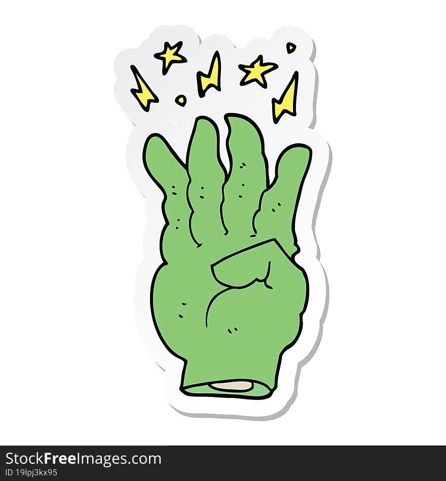 sticker of a cartoon spooky magic hand