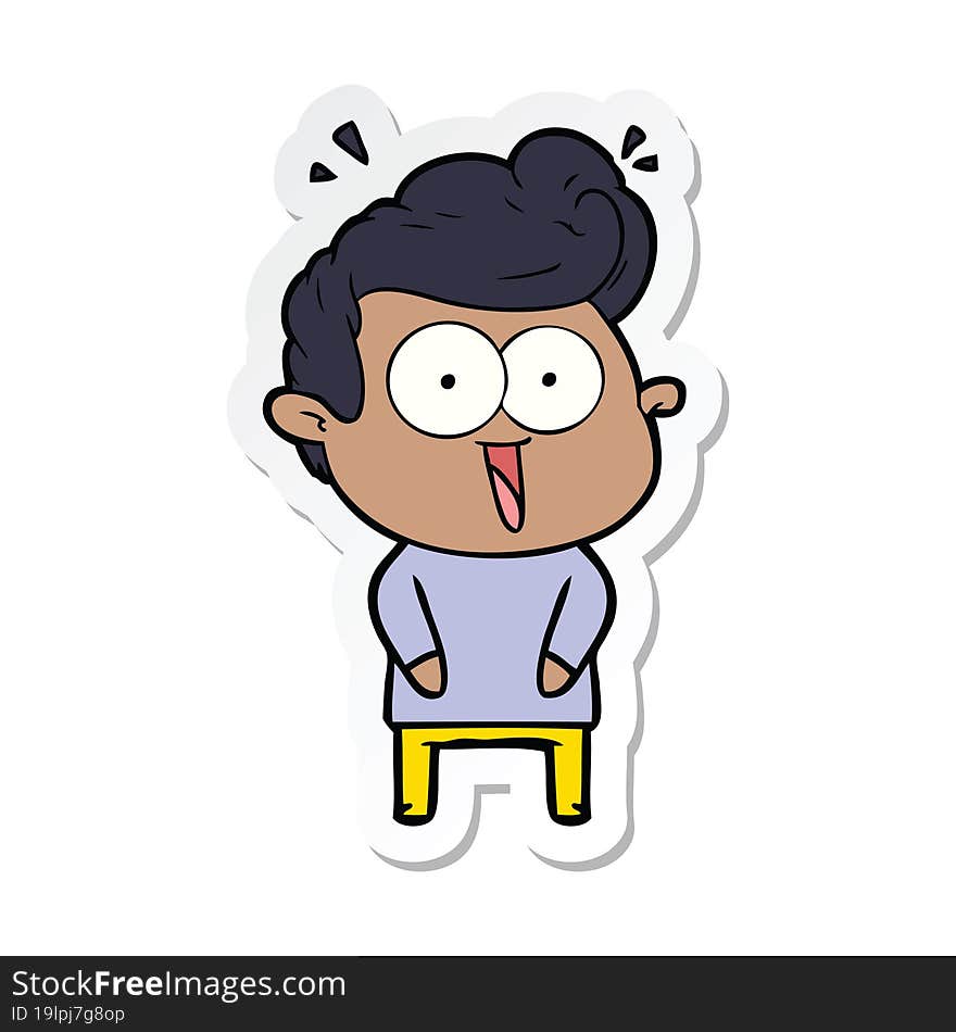 sticker of a cartoon excited man