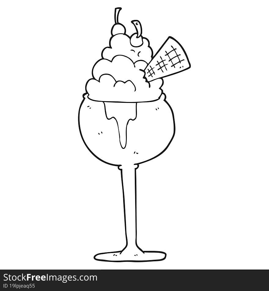 black and white cartoon ice cream