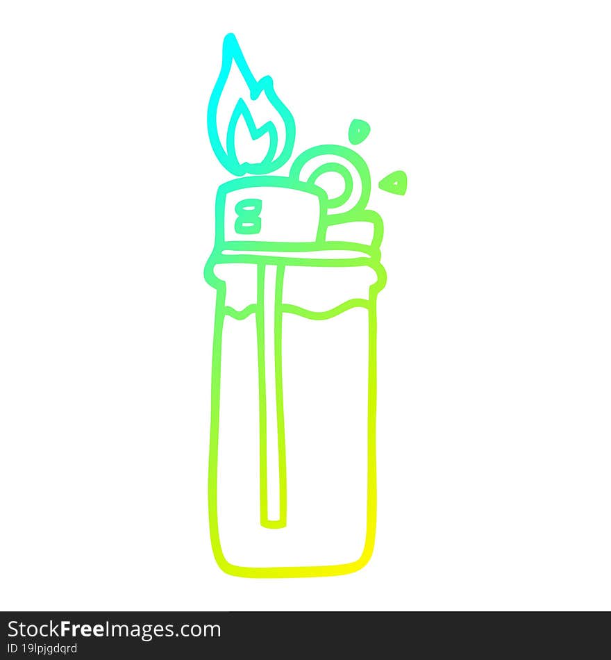 cold gradient line drawing of a cartoon disposable lighter