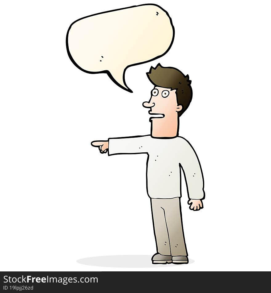 cartoon man pointing with speech bubble