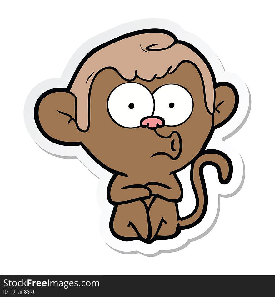 sticker of a cartoon hooting monkey