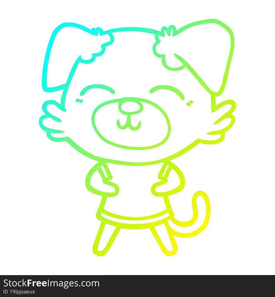 Cold Gradient Line Drawing Cartoon Dog