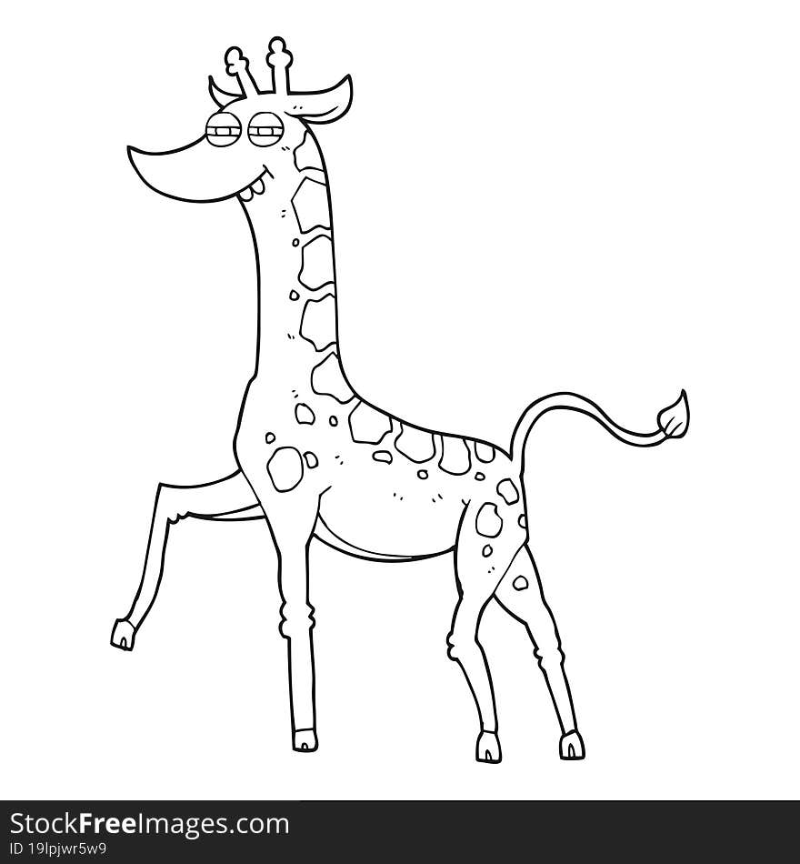 black and white cartoon giraffe