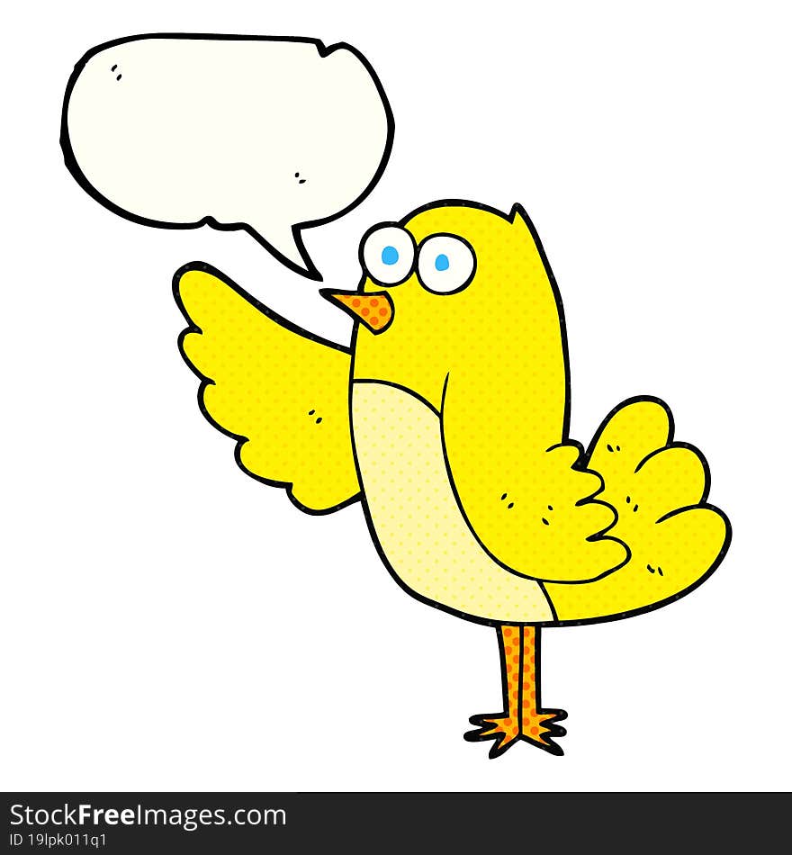 freehand drawn comic book speech bubble cartoon bird