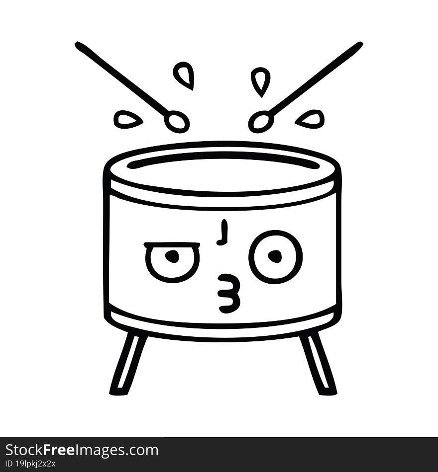 Line Drawing Cartoon Drum