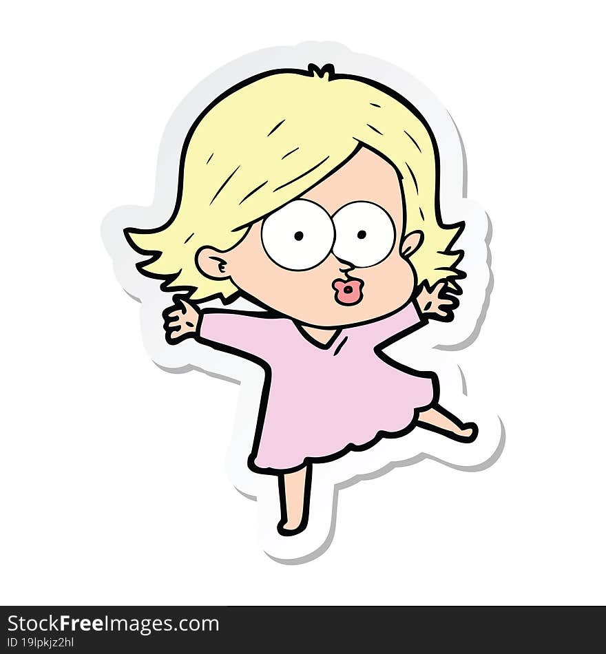 sticker of a cartoon girl pouting