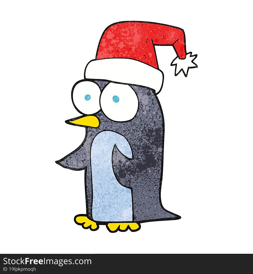 textured cartoon christmas penguin